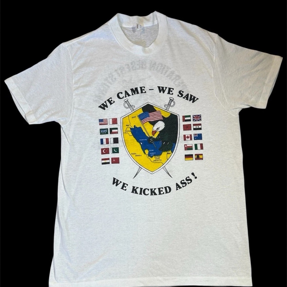 VINTAGE White Graphic T-Shirt - Desert Storm